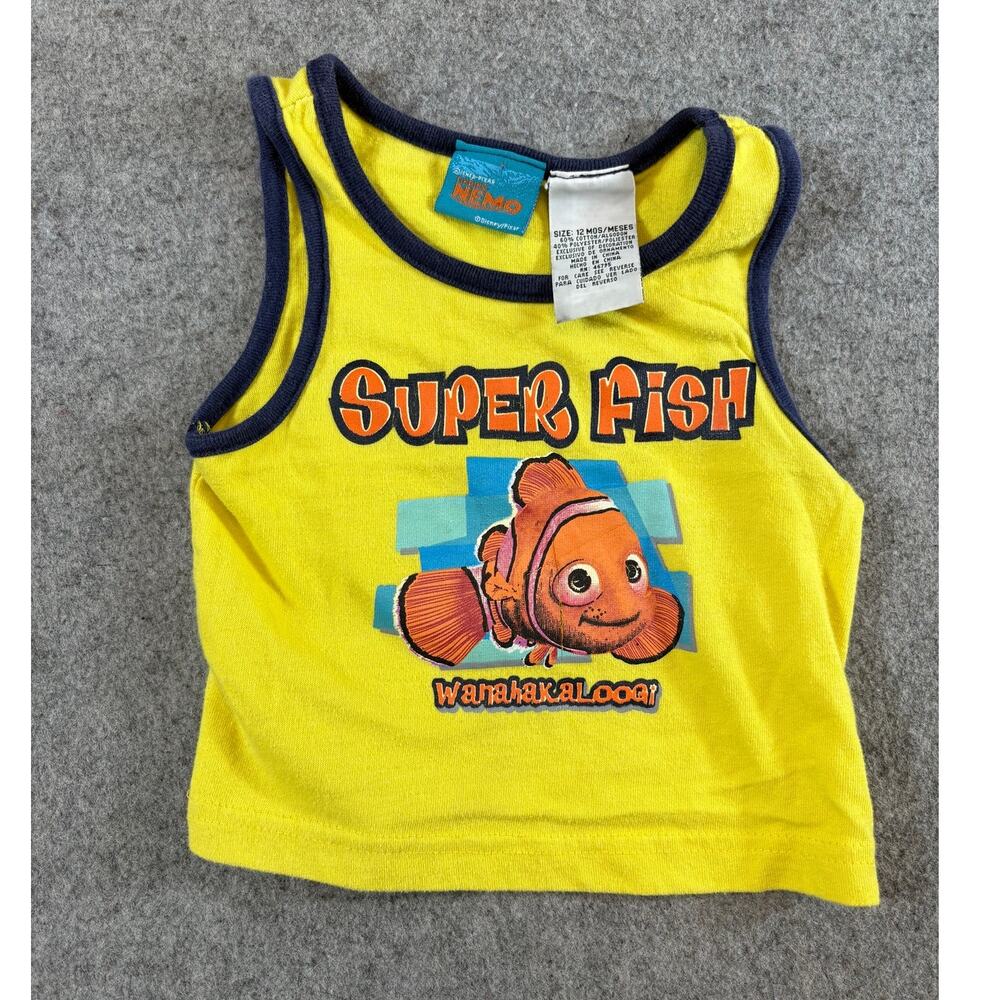Disney Pixar Finding Nemo Super Fish Tank Top Baby 12M Yellow Graphic Cartoon